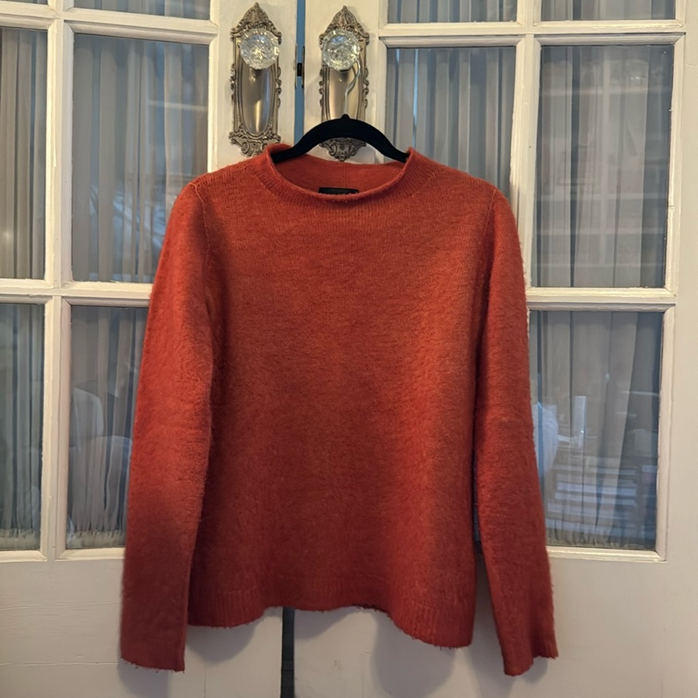 The Row soft coral pink cashmere silk blend mock neck sweater in small.